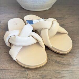 Universal Thread Cream Cosette Slide Sandals Size 9 Knotted Strap